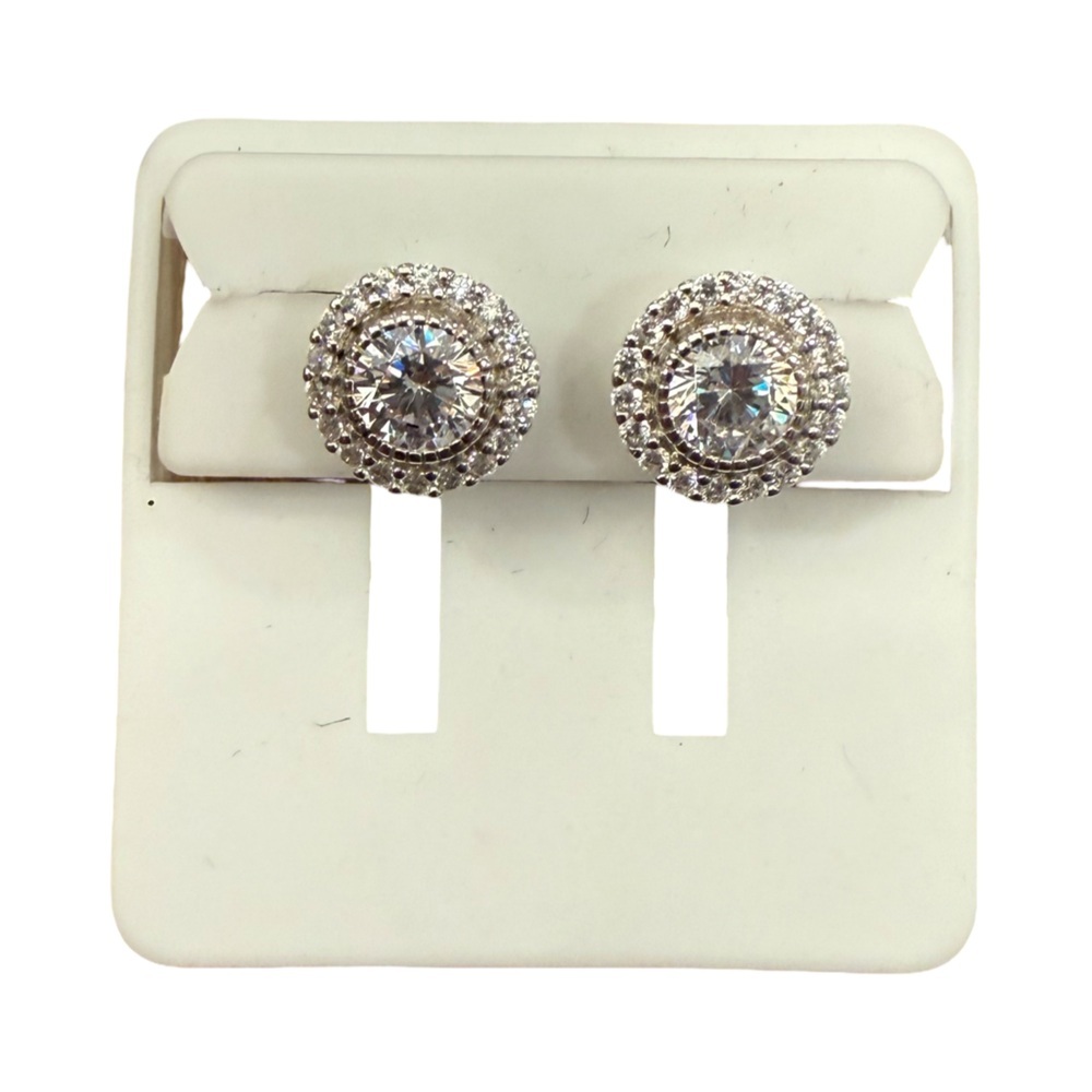 925 Silver Cubic Zirconia Stud Earrings NWT
